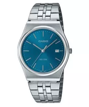 Casio Стандартные аналоговые кварцевые часы из нержавеющей стали с синим циферблатом MTP-B145D-2A2 для мужчин синий