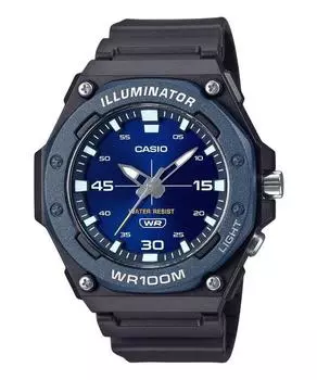 Casio Стандартные аналоговые кварцевые мужские часы с синим циферблатом и полимерным ремешком MW-620H-2AV 100M синий