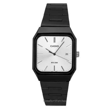 Casio Стандартные аналоговые мужские часы из нержавеющей стали с серебристым циферблатом, кварцевые, MTP-B185B-7AV серебряный