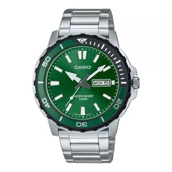 Casio Стандартные аналоговые мужские часы из нержавеющей стали с указателем дня и даты MTD-125D-3A
