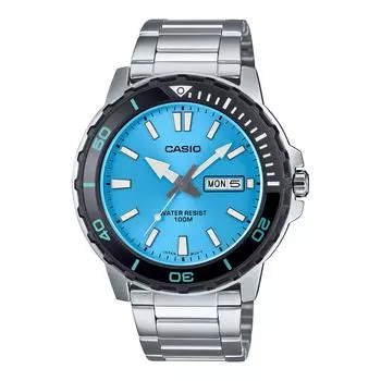 Casio Стандартные аналоговые мужские часы из нержавеющей стали с указателем дня и даты MTD-125D-2A3