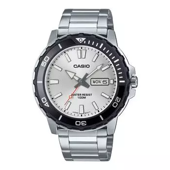 Casio Стандартные аналоговые мужские часы из нержавеющей стали с указателем дня и даты MTD-125D-7A