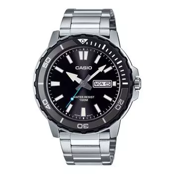 Casio Стандартные аналоговые мужские часы из нержавеющей стали с указателем дня и даты MTD-125D-1A3