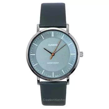Casio Стандартные аналоговые мужские часы с кожаным ремешком и серым циферблатом, кварцевые MTP-VT04L-8E серый