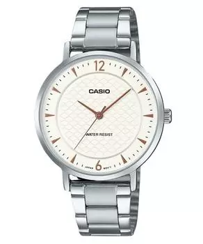 Casio Стандартные аналоговые женские часы из нержавеющей стали с кремовым циферблатом LTP-VT04D-7A кремовый