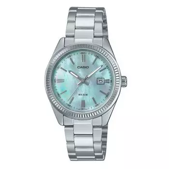 Casio Стандартные аналоговые женские часы из нержавеющей стали с перламутровым циферблатом LTP-1302DS-2AV мать жемчужного