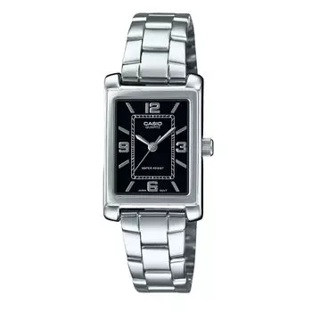 Casio Стандартные аналоговые женские часы из нержавеющей стали с черным циферблатом, кварцевые LTP-1234DD-1A чёрный