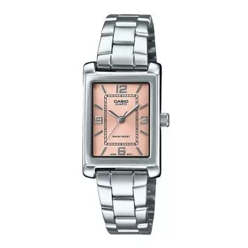 Casio Стандартные аналоговые женские часы из нержавеющей стали с розовым циферблатом LTP-1234DD-4A розовый