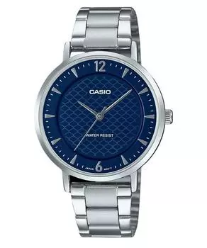 Casio Стандартные аналоговые женские часы из нержавеющей стали с синим циферблатом LTP-VT04D-2A синий