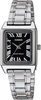 CASIO Стандартные аналоговые женские часы с черным серебристым металлическим ремешком, модель Overseas [Casio] LTP-V007D-1B [Товар]