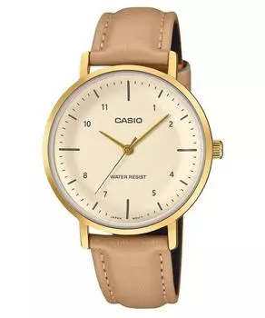 Casio Стандартные аналоговые женские часы с кожаным ремешком и циферблатом цвета лосося LTP-VT03GL-4B лососевый