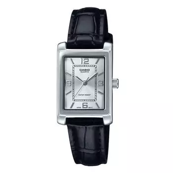 Casio Стандартные аналоговые женские часы с кожаным ремешком и серебристым циферблатом LTP-1234LL-7A серебряный