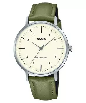 Casio Стандартные аналоговые женские часы с кожаным ремешком и бежевым циферблатом LTP-VT03L-3B бежевый
