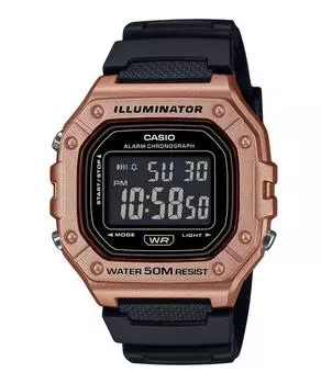 Casio Стандартные цифровые кварцевые часы с ремешком из смолы W-218HM-5BV для мужчин чёрный