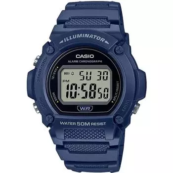 Casio Стандартные цифровые мужские часы W-219H-2AV темно-синие - доступная импортная модель Casio