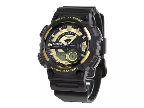 Casio Стандартные мужские часы мирового времени AEQ-110BW-9AVDF кварцевые золотые x черные