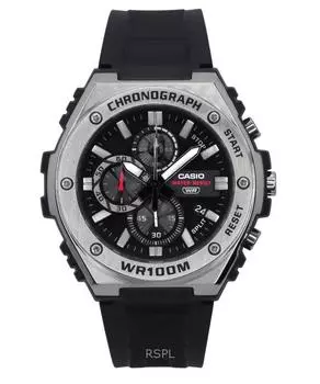 Casio Стандартный аналоговый хронограф с ремешком из смолы и черным циферблатом, кварцевые часы MWA-300H-1AV 100M для мужчин чёрный