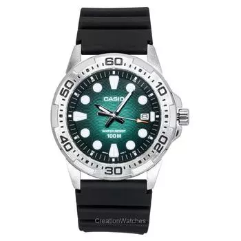 Casio Стандартный аналоговый ремешок из смолы, зеленый циферблат, кварцевые часы MTD-140-3AV 100M для мужчин зелёный