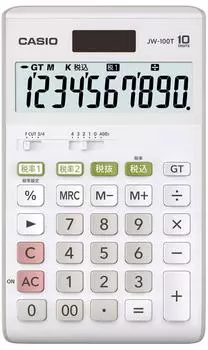 Casio Стандартный калькулятор W Настройка налоговой ставки Расчет налога Просто введите 10 цифр JW-100T-N Белый
