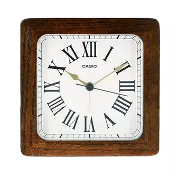 CASIO Table Clock Dark Brown Analog Natural Wood Frame with Light TQ-121-5JF
