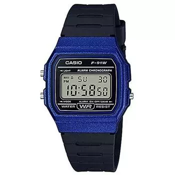 [CASIO] Унисекс кварцевые часы F-91WM-2A металлик синий дешевые Casio [Параллельный импорт]