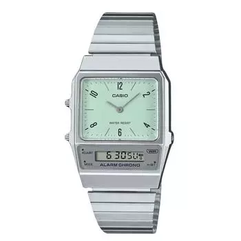 Casio Vintage Analog Digital Dual Time браслет из нержавеющей стали зеленый циферблат кварцевые часы AQ-800E-3A унисекс зелёный