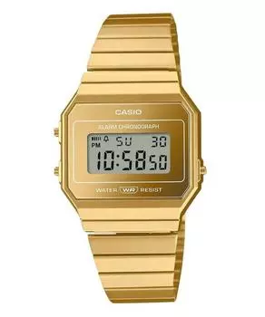 Часы Casio Vintage Digital Gold из нержавеющей стали с кварцевым корпусом A700WEVG-9A унисекс золотой