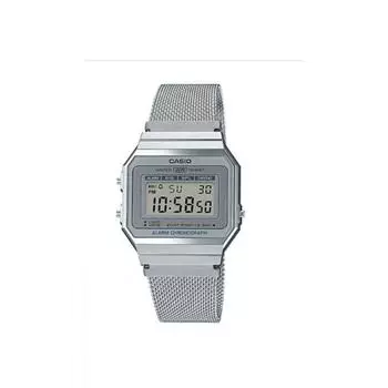 Casio Vintage Digital Серый циферблат Uni A700WM-7ADF (Д170), Серебряный цифровой. , 37,435,56 мм, цепь
