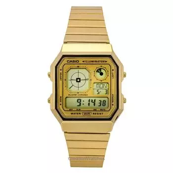 Casio Vintage Digital Stainless Steel Quartz A130WEG-9A Unisex Watch золотой