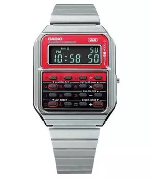 Casio Vintage Heritage Colors Цифровые кварцевые часы из нержавеющей стали CA-500WE-4B унисекс с калькулятором красный/чёрный
