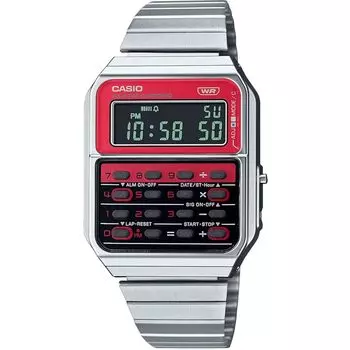 [Casio] Винтажная серия CASIO С функцией 8-значного исчисления цифровые часы Heritage Colors CA-500WE-4B унисекс металлический браслет серебристо-красный зарубежная модель