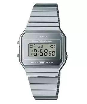 Часы Casio Vintage Digital из нержавеющей стали с серебристым циферблатом, кварцевые A700WEV-7A унисекс серебряный