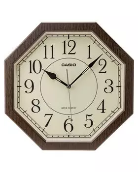 CASIO Wall Clock Radio Clock Diameter Wood Grain Step Second Hand Night Second Hand Stop Dark Brown 32.5cm IQ-1023J-5JF