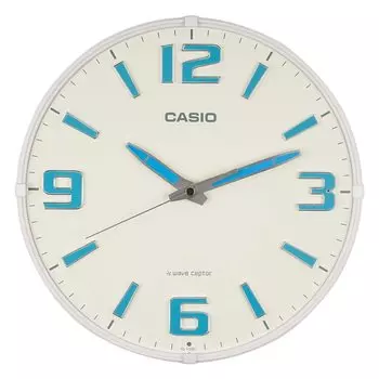 CASIO Wall Radio Controlled Night Second Hand Stop Function IQ-1009J-7JF Clock, Clock, White, Analog,