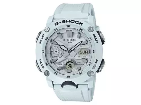 Casio Часы G-SHOCK GA-2000S-7A мужские с синим ремешком из смолы, противоударные, мировое время