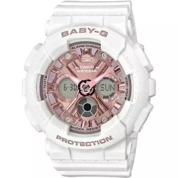 CASIO Women s Baby-G BA-130-7A1JF [Metalic face BA-130 White/Pink] Round Watch White Resin