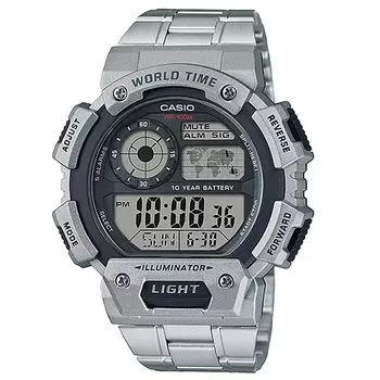 CASIO World Time цифровые часы подлинные BOX Overseas модель металлический ремешок серебристый [Casio] мужские AE-1400WHD-1AV [Товар]