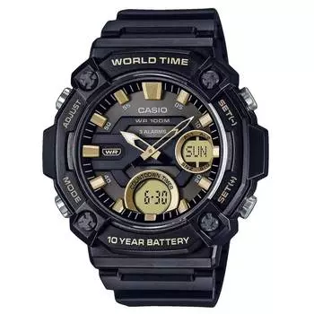 Casio Youth Analog Digital Resin Black Dial Quartz AEQ-120W-9AV AEQ120W-9 100M Мужские часы чёрный