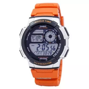 Casio Youth Series Illuminator World Time Alarm AE-1000W-4BV AE1000W-4BV Мужские часы оранжевый