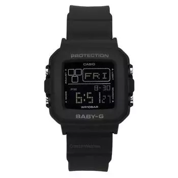 Casio Женские часы Baby-G Digital с ремешком из смолы и черным циферблатом, кварцевые, BGD-10-1 100M чёрный