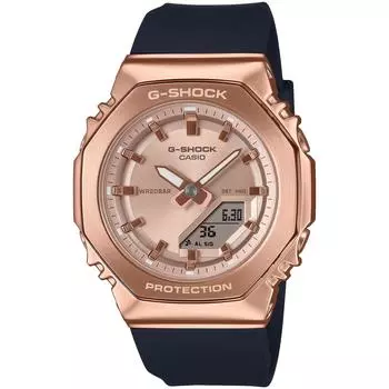 Casio Женские часы G-Shock, среднего размера, с металлическим покрытием, биопластик, черные, GM-S2110PG-1A4JF, подлинные, импорт из Японии