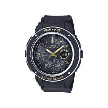 CASIO женские детские-G BGA-150FL-1AJF [Элегантные цветы, цветочный циферблат, серия черный] круглые часы черного цвета