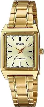 [Casio] Женские кварцевые часы CASIO Standard LTP-V007G-9E с золотым металлическим ремешком, модель Overseas [Товар]