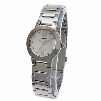 Casio женские металлические модные часы с циферблатом MOP, аналоговые часы #LTP1191A-7A серебряный