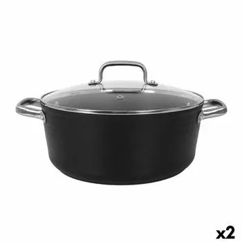 Casserole Avec Couvercle En Verre Quttin Spiral 28 Cm Aluminium Forg (2 Units) TU