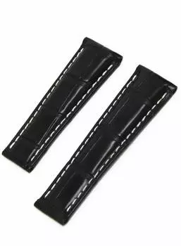 CASSIS Крокодиловая кожа для Rolex Daytona Водонепроницаемая задняя часть ТИП RLX ALLIGATOR Размер M 20 мм Черная с белой строчкой В комплект входит инструмент для замены