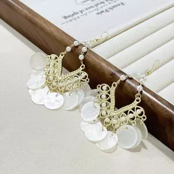 Cassis Night, супер-сказочные французские ретро-серьги с бахромой из ракушек, преувеличенно легкие роскошные серьги-подвески высокого класса