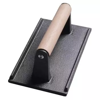 Cast Iron Pre-Seasoned Bacon Press Meat Beef Grill Burger Press with Wood Handle Kitchen Food Mold Supplies