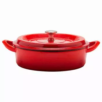 Cast Pot 24cm Shallow Red Cast Enamel Pot Waterless Cooking Steam Circulation External Enamel Processing Special Matte Enamel Inside Processing