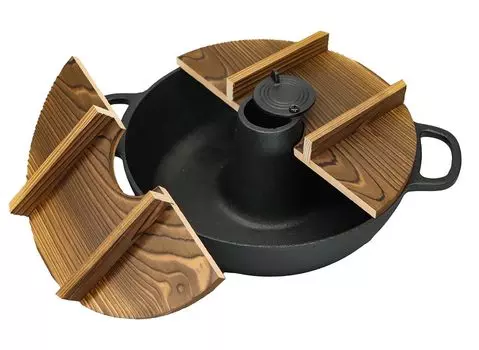 Castle Enterprise Asahi префектура Иватэ традиционное ремесло Nanbu Iron Shabu Shabu Pot (Емкость 2.0л) С деревянной крышкой для коммерческого использования
